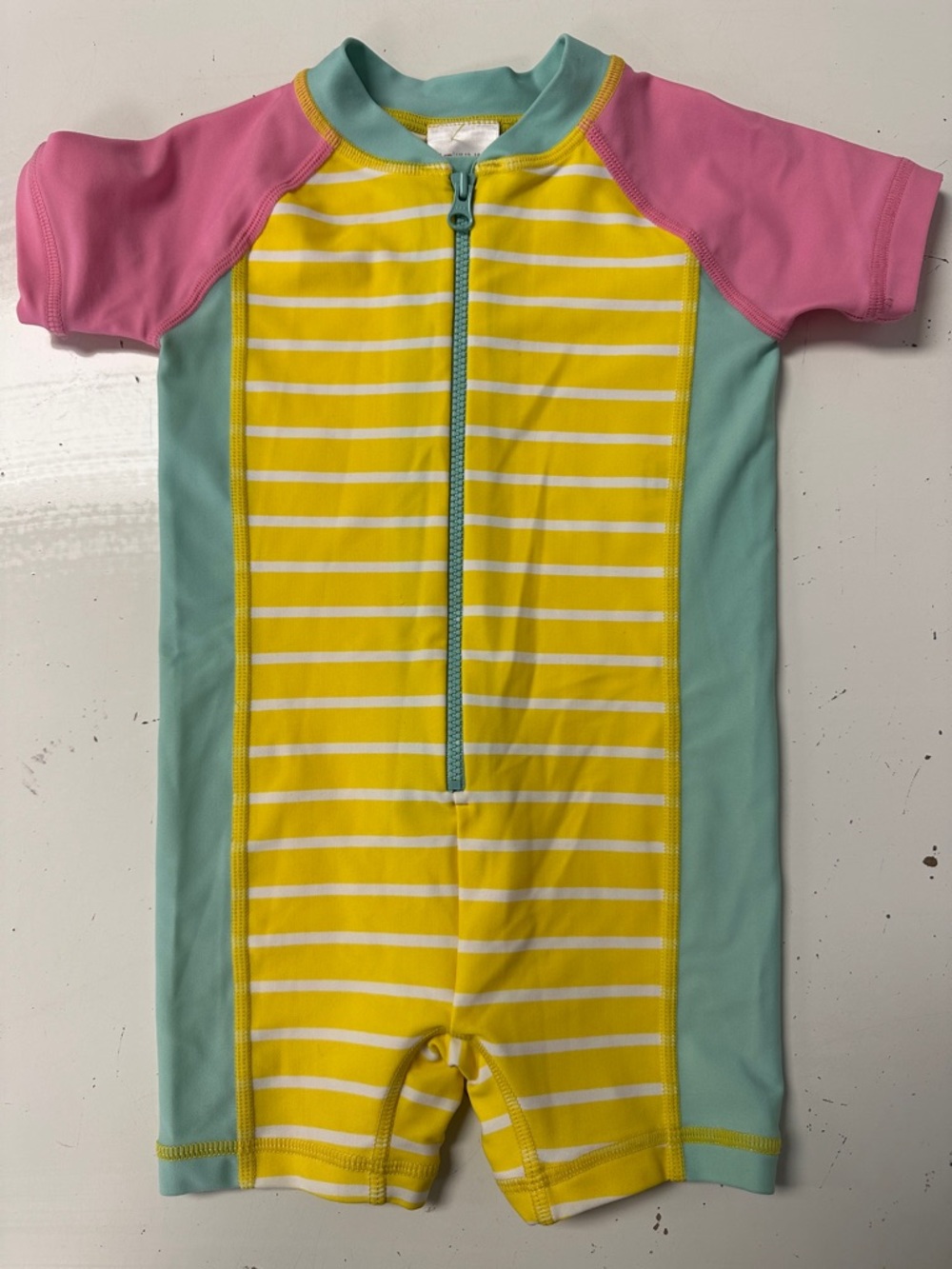Hanna Andersson Striped One Piece Rash Guard Swimsuit  12-18m